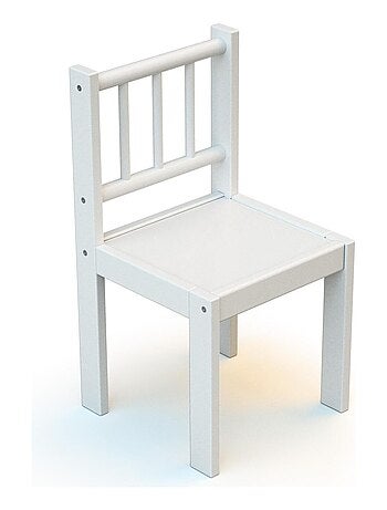 WEBABY - Lote de 1 mesa + 2 sillas para niños madera - Blanco - 64 x 53 x 55 cm