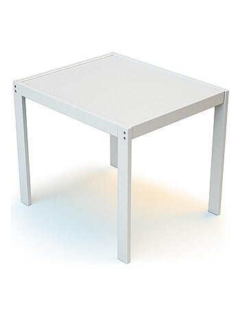 WEBABY - Lote de 1 mesa + 2 sillas para niños madera - Blanco - 64 x 53 x 55 cm