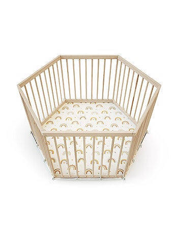 WEBABY - Parque infantil hexagonal de madera ALVEO - 125 x 109 x 65 cm