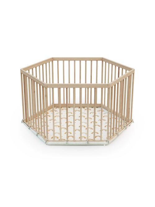 WEBABY - Parque infantil hexagonal de madera ALVEO - 125 x 109 x 65 cm - Kiabi