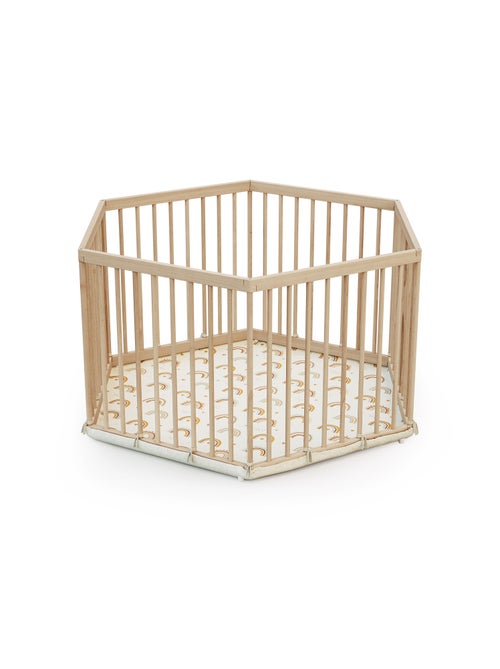 WEBABY - Parque infantil hexagonal de madera ALVEO - 125 x 109 x 65 cm - Kiabi