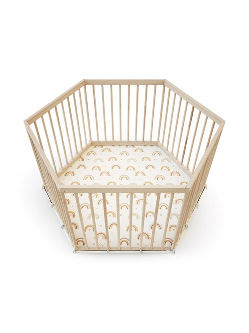 WEBABY - Parque infantil hexagonal de madera ALVEO - 125 x 109 x 65 cm - Kiabi