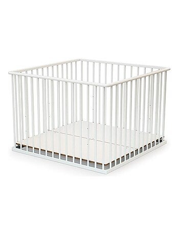 WEBABY - Parque infantil madera CUBO - Blanco - 100 x 100 cm