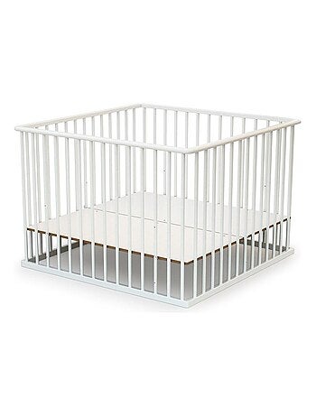 WEBABY - Parque infantil madera CUBO - Blanco - 100 x 100 cm