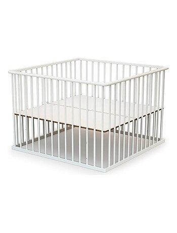 WEBABY - Parque infantil madera CUBO - Blanco - 100 x 100 cm