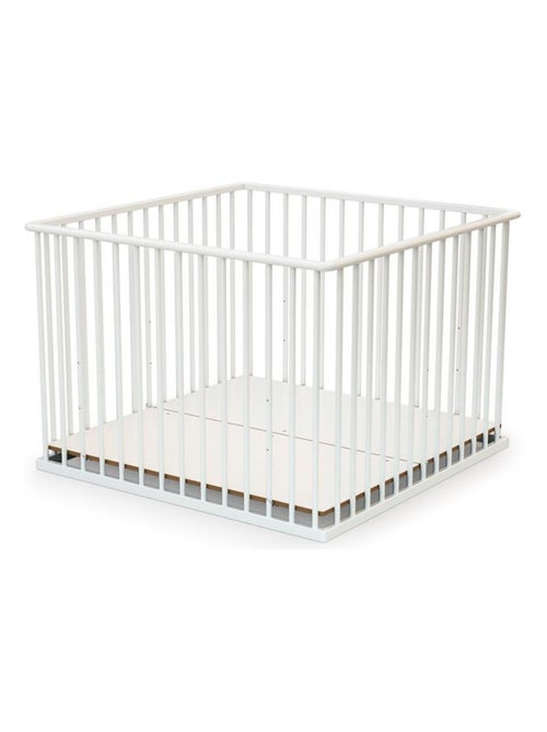 WEBABY - Parque infantil madera CUBO - Blanco - 100 x 100 cm - Kiabi