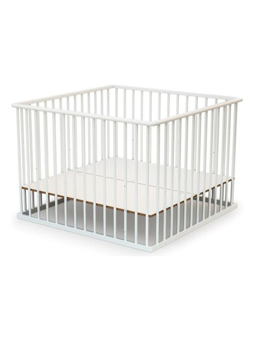 WEBABY - Parque infantil madera CUBO - Blanco - 100 x 100 cm - Kiabi