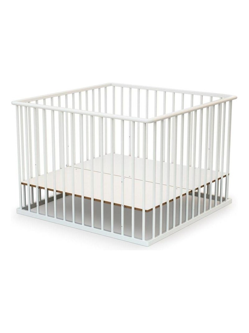 WEBABY - Parque infantil madera CUBO - Blanco - 100 x 100 cm Blanco - Kiabi
