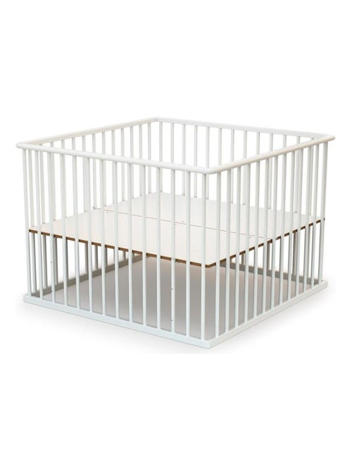 WEBABY - Parque infantil madera CUBO - Blanco - 100 x 100 cm - Kiabi