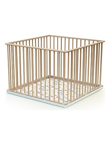 WEBABY - Parque infantil madera CUBO - Haya Cruda - 100 x 100 cm