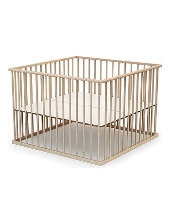 WEBABY - Parque infantil madera CUBO - Blanco - 100 x 100 cm