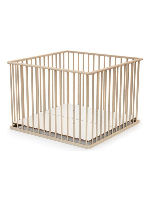 WEBABY - Parque infantil madera CUBO - Haya Cruda - 100 x 100 cm - Kiabi