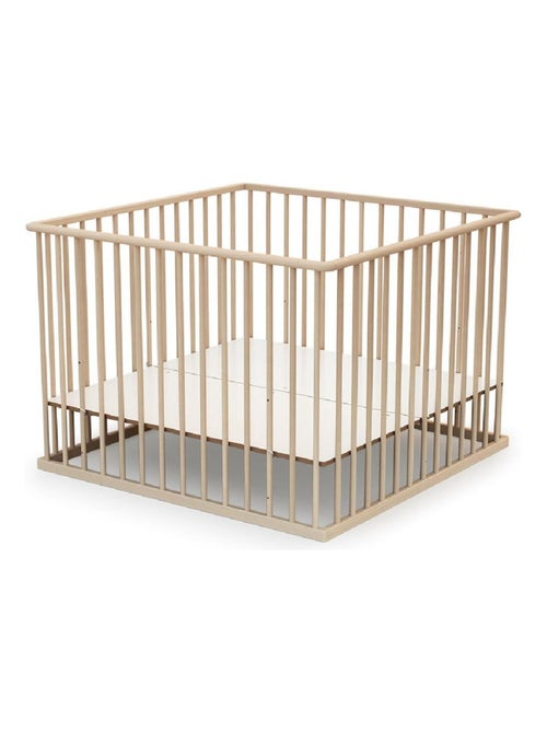 WEBABY - Parque infantil madera CUBO - Haya Cruda - 100 x 100 cm - Kiabi