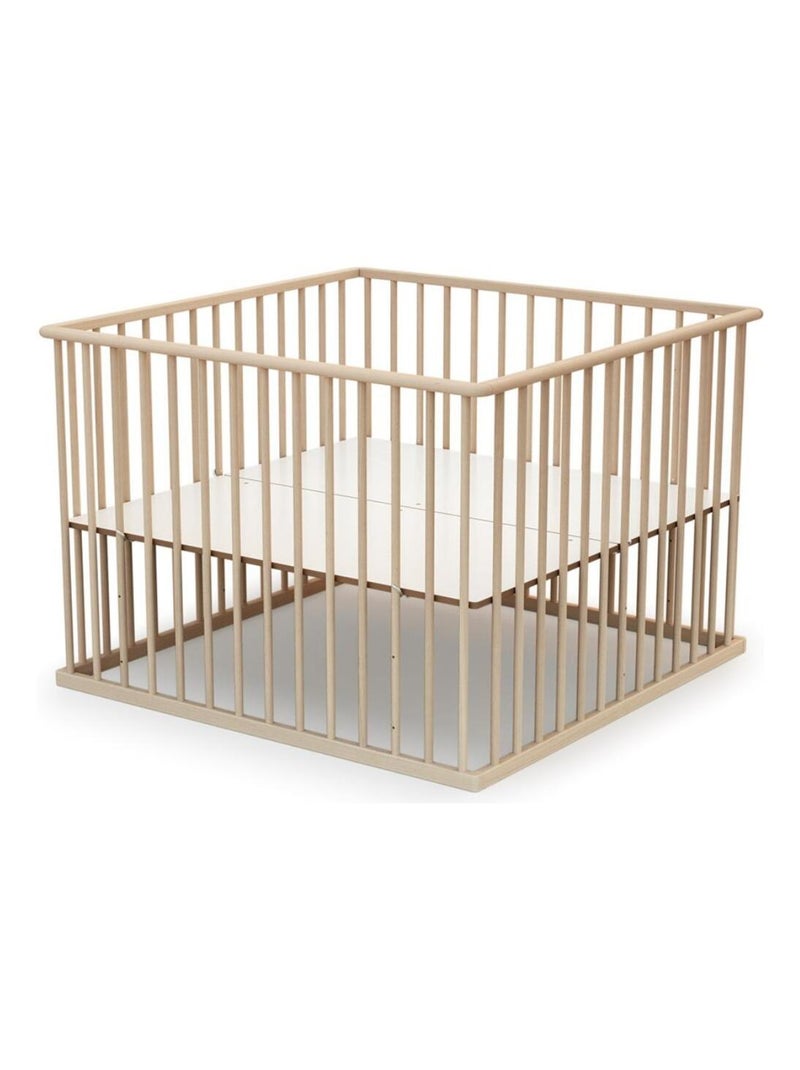 WEBABY - Parque infantil madera CUBO - Haya Cruda - 100 x 100 cm Marrón avellana - Kiabi