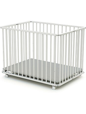 WEBABY - Parque infantil plegable madera CALI - Haya Cruda - 100 x 100 cm