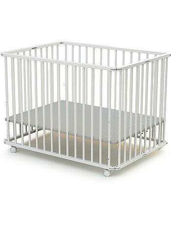 WEBABY - Parque infantil plegable madera CALI - Haya Cruda - 100 x 100 cm