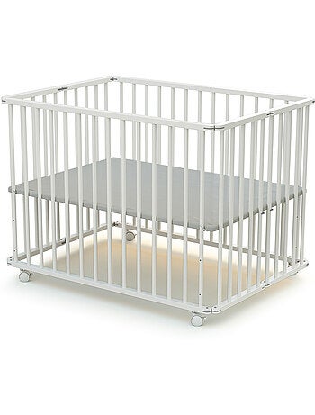 WEBABY - Parque infantil plegable madera CALI - Haya Cruda - 100 x 100 cm