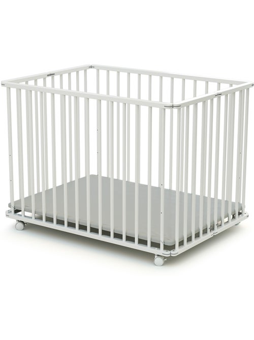 WEBABY - Parque infantil plegable madera CALI - Blanco - 70 x 100 cm - Kiabi