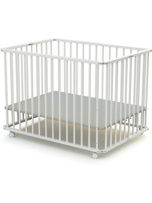 WEBABY - Parque infantil plegable madera CALI - Blanco - 70 x 100 cm - Kiabi