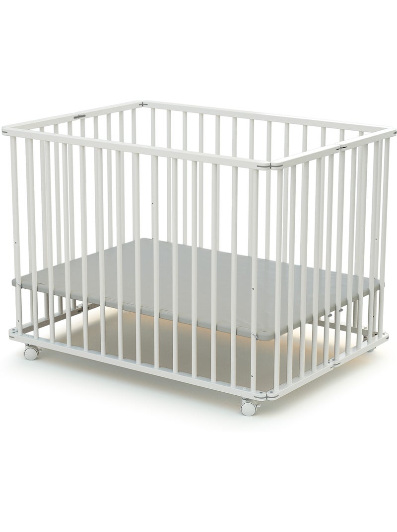 WEBABY - Parque infantil plegable madera CALI - Blanco - 70 x 100 cm Blanco - Kiabi