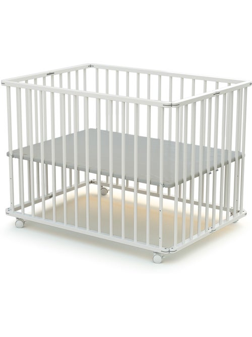 WEBABY - Parque infantil plegable madera CALI - Blanco - 70 x 100 cm - Kiabi