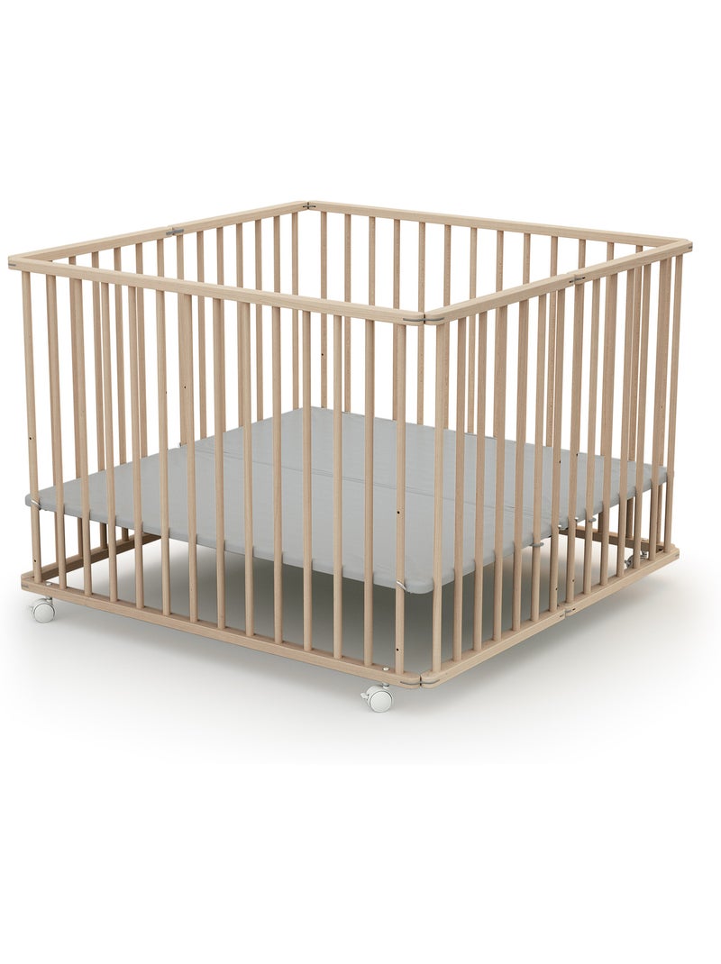 Webaby - parque infantil plegable madera cali - haya cruda - 70 x 100 cm Marrón avellana - Kiabi