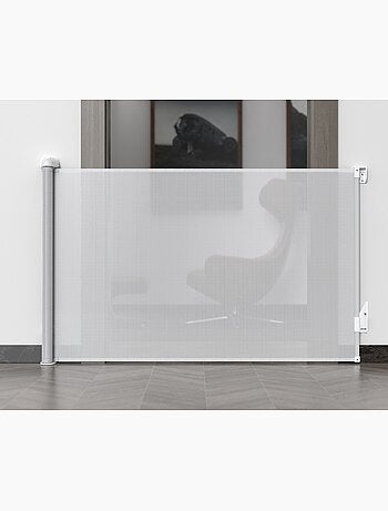 WEBABY - Puerta de seguridad para bebés en carrete KLIP - Blanco 130 cm - a partir de 24 meses
