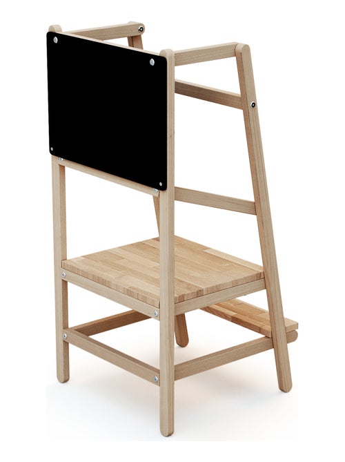 WEBABY - Torre de aprendizaje/observación con pizarra para niños madera - Haya Cruda/Gris grafito - Kiabi