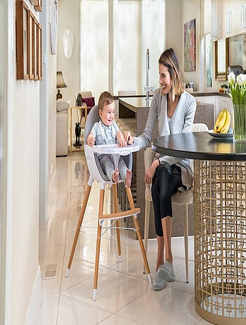 WEBABY - Trona bebé evolutiva - Blanco/Gris - 59 x 57 x 96 cm
