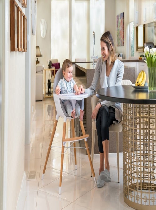 WEBABY - Trona bebé evolutiva - Blanco/Gris - 59 x 57 x 96 cm - Kiabi