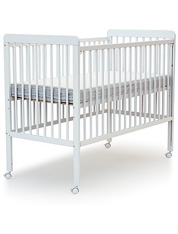 WEBABY -Cuna bebé madera con barrera deslizante para bebés 60x120 LIVO Blanca