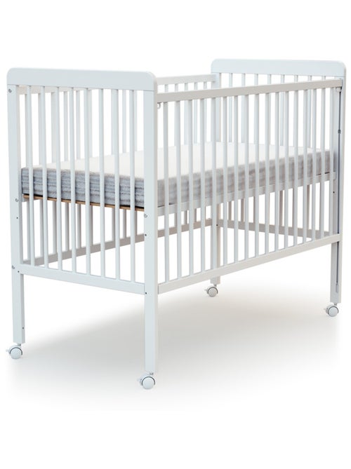 WEBABY -Cuna bebé madera con barrera deslizante para bebés 60x120 LIVO Blanca - Kiabi