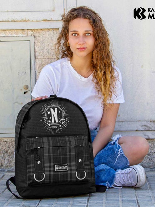 Wednesday Miércoles Chains Mochila HS PLUS, Negro - Kiabi