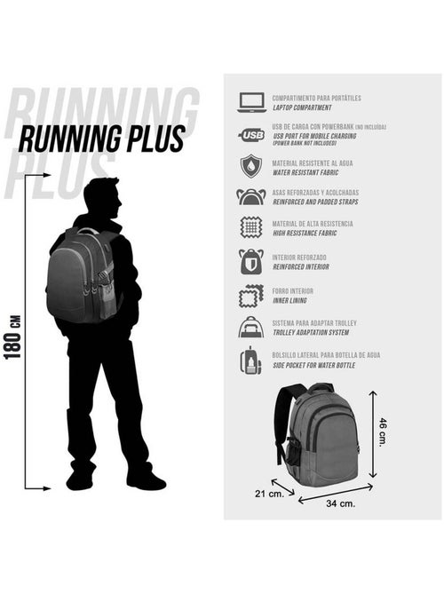Wednesday Miércoles Chains Mochila Running PLUS, Negro - Kiabi