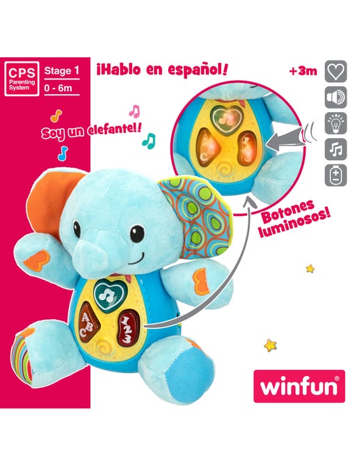 Winfun peluche elefante para bebés que habla c/luces - Kiabi Winfun peluche elefante para bebés que habla c/luces - Kiabi
