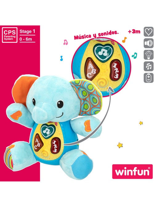 Winfun peluche elefante para bebés que habla c/luces - Kiabi Winfun peluche elefante para bebés que habla c/luces - Kiabi
