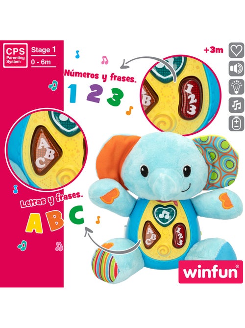 Winfun peluche elefante para bebés que habla c/luces - Kiabi Winfun peluche elefante para bebés que habla c/luces - Kiabi