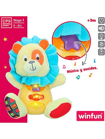 Winfun peluche león para bebé c/luz y sonido en español