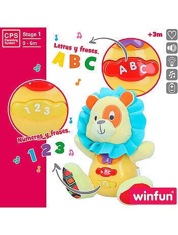 Winfun peluche león para bebé c/luz y sonido en español