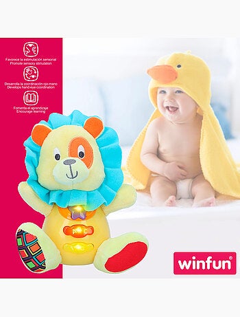 Winfun peluche león para bebé c/luz y sonido en español