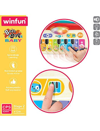Winfun piano bebé táctil c/luz, sonido y melodías