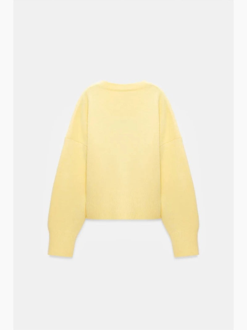 Women's jersey de punto acanalado con cuello en v dilvin Amarillo limón - Kiabi
