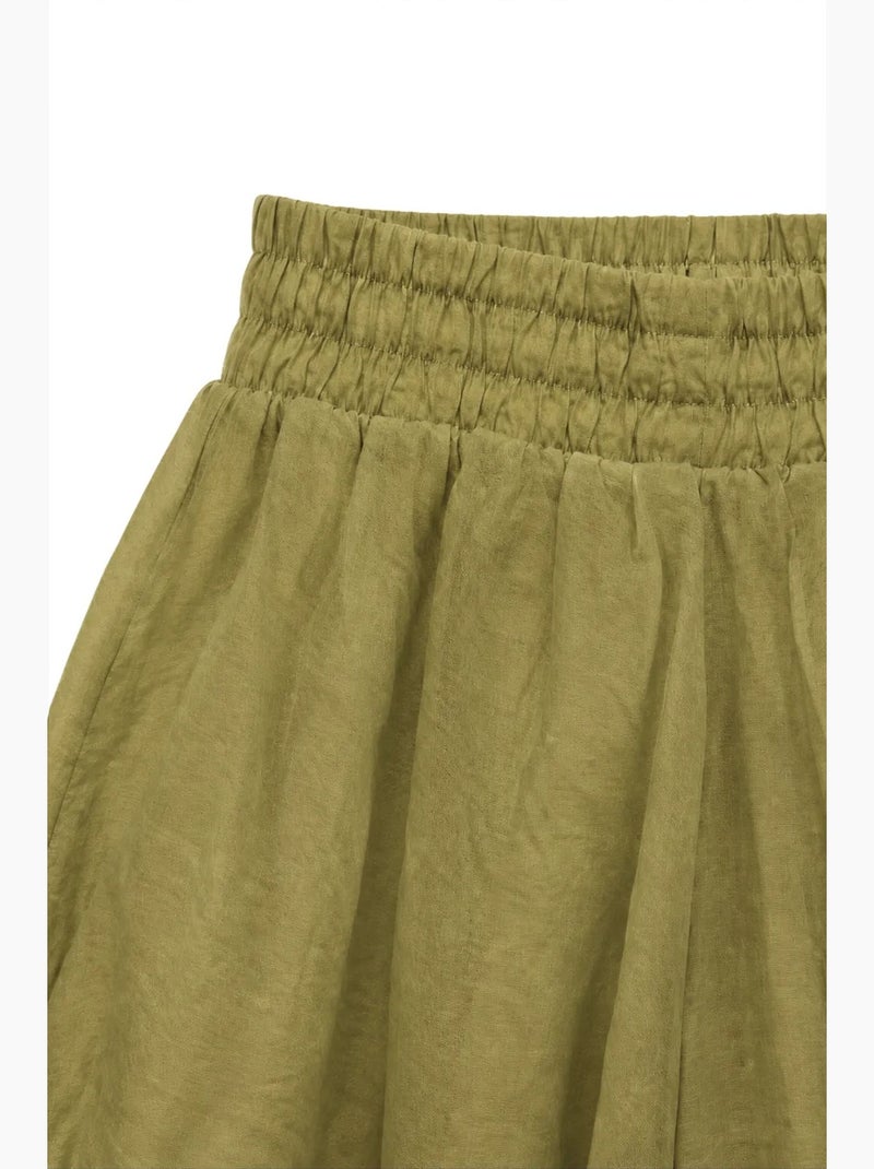 Women's minishorts de tiro alto mixray Caqui - Kiabi
