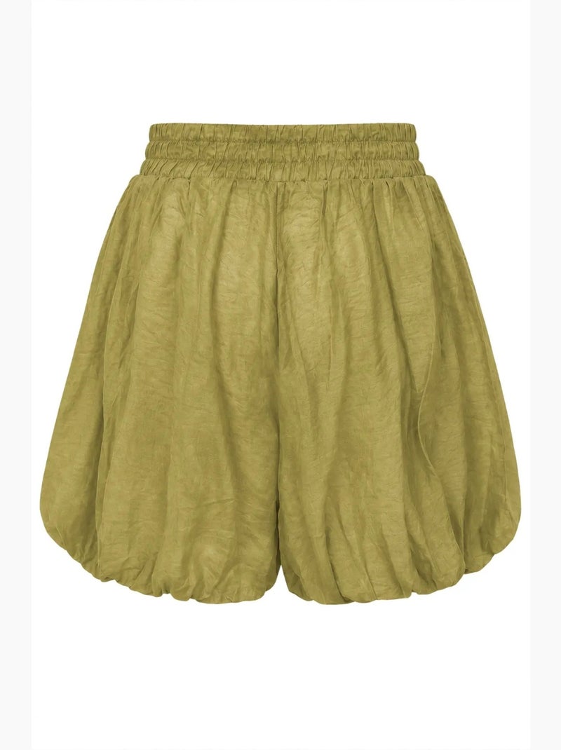 Women's minishorts de tiro alto mixray Caqui - Kiabi