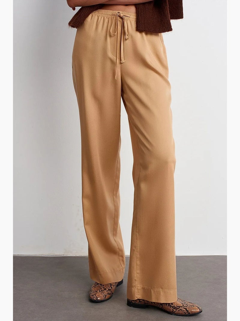 Women's pantalones de pernera ancha de tencel dilvin Rubio - Kiabi