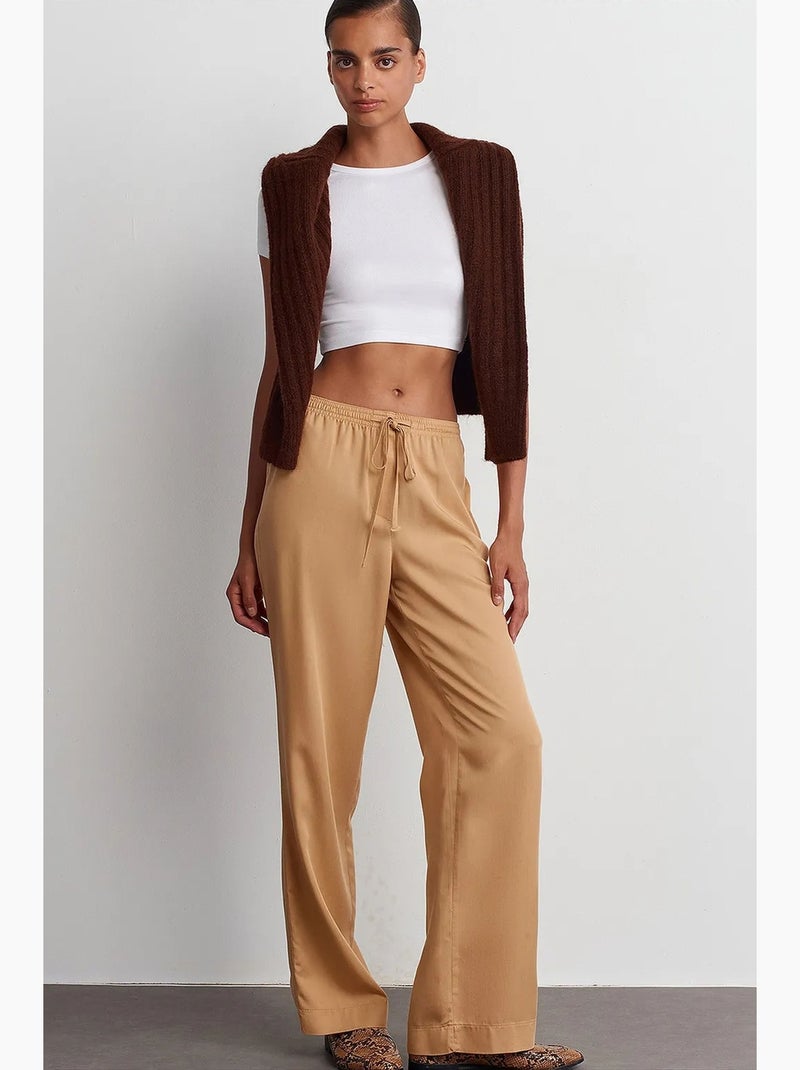 Women's pantalones de pernera ancha de tencel dilvin Rubio - Kiabi