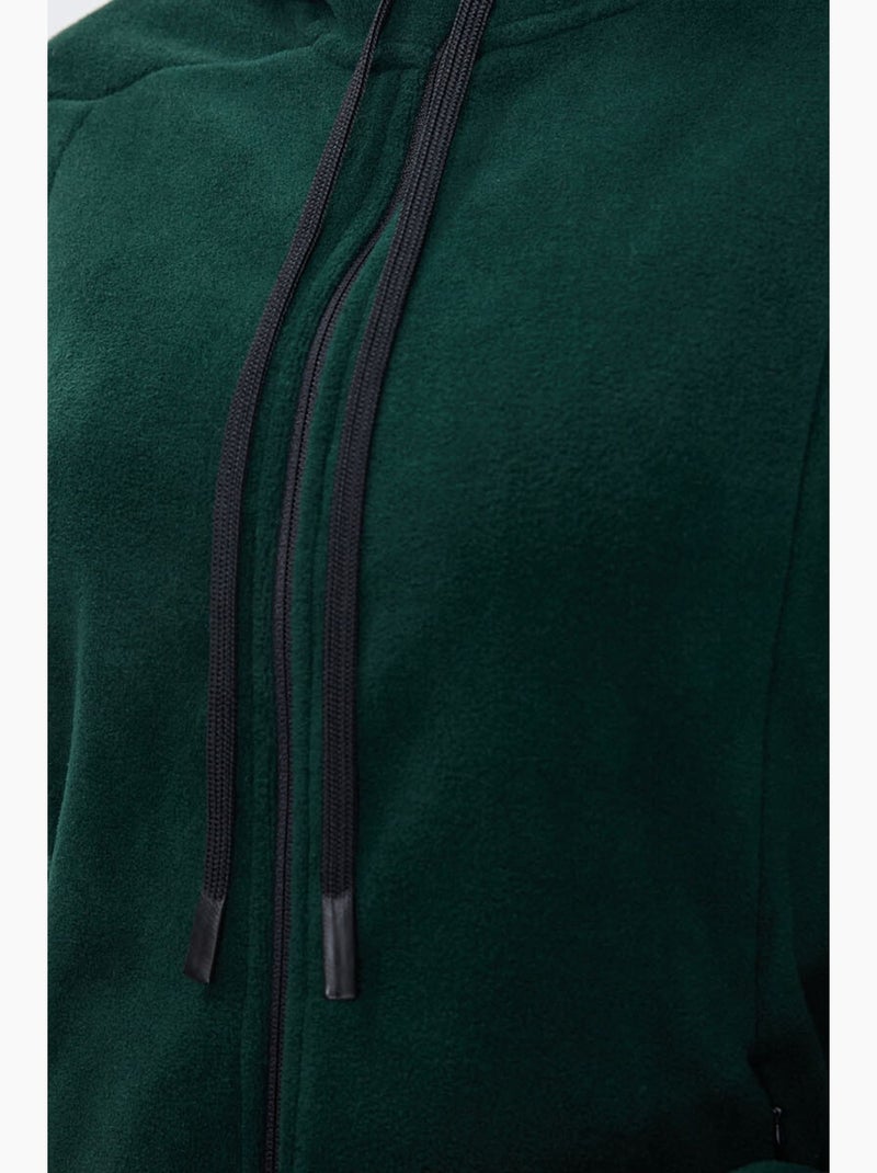 Women's sudadera afelpada con capucha y cremallera tommy Verde botella - Kiabi
