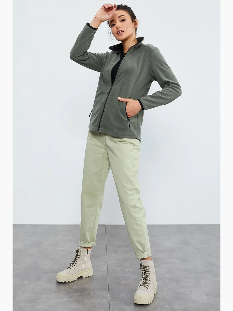 Women's sudadera afelpada con cremallera frontal tommy Caqui - Kiabi