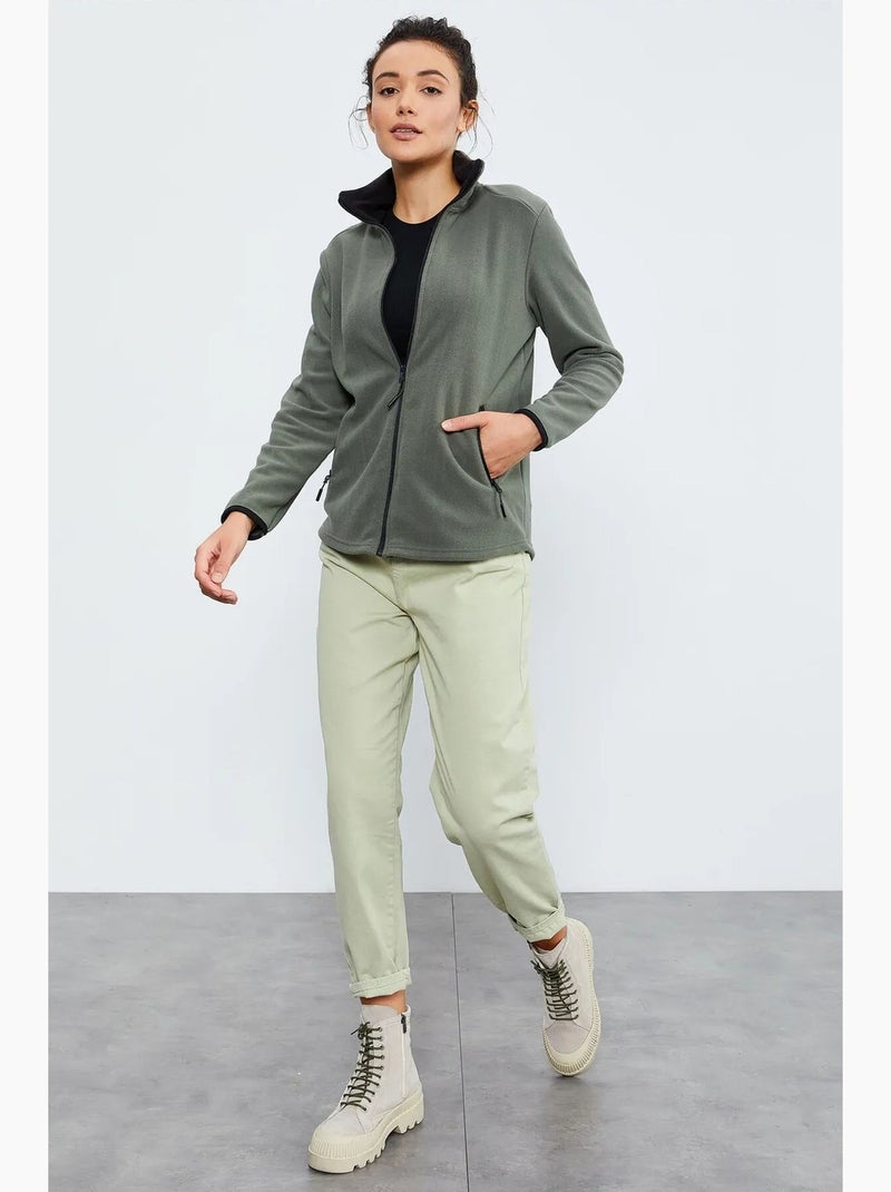 Women's sudadera afelpada con cremallera frontal tommy Caqui - Kiabi