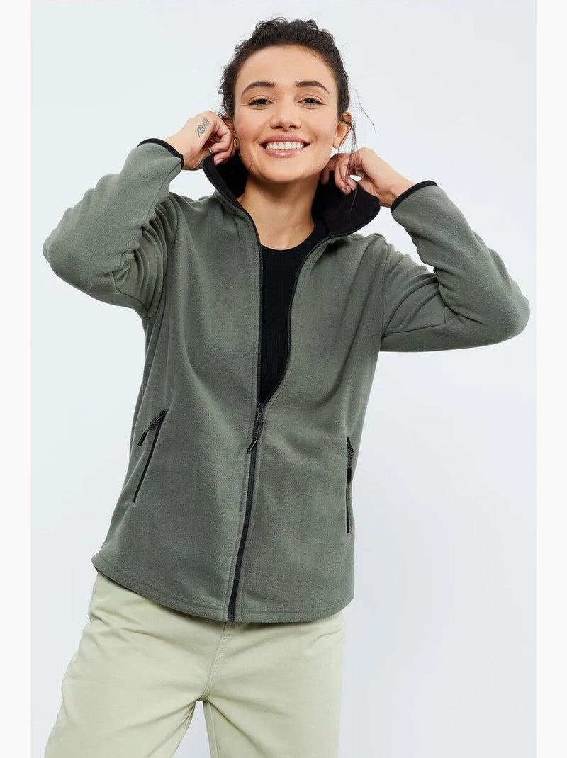 Women's sudadera de felpa con cremallera tommy Verde pastel - Kiabi